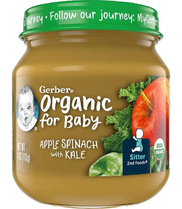 Gerber 2Nd Foods, Organic For Baby, Non-Gmo, Apple Spinach With Kale Flavor, 4 Ounce (Pack Of 10)
