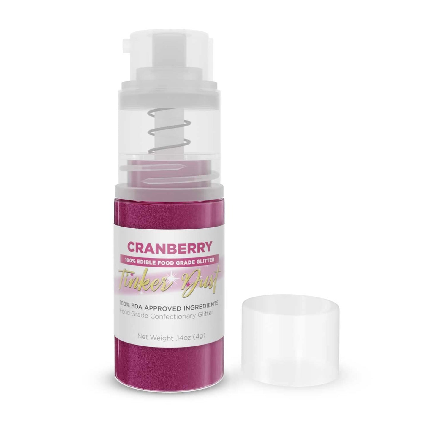 Tinker Dust - Cranberry (4G 1X Mini Pump) Edible Glitter For Desserts, Beverages, Cupcakes, Cake Pops And Cookies By Bakell