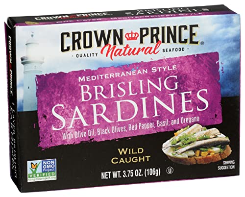 Crown Prince Brisling Sardines, Mediterranean Style, 3.75 Ounce, Pack of 1