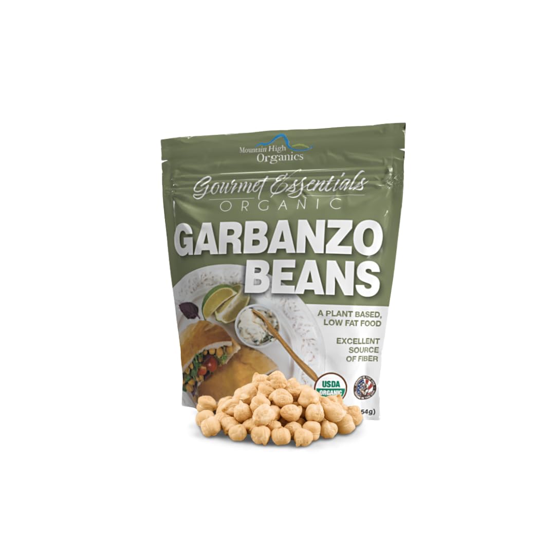Mountain High Organics Certified Organic Dried Garbanzo Beans, Non GMO, Vegan, Sproutable Dried Chickpeas, Plant Based Protein a