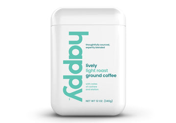 Happy Coffee Light Roast Ground Coffee, 12 Oz., Notes Of Cashew & Elation, Recyclable Container, Grown & Harvested In Colombia,