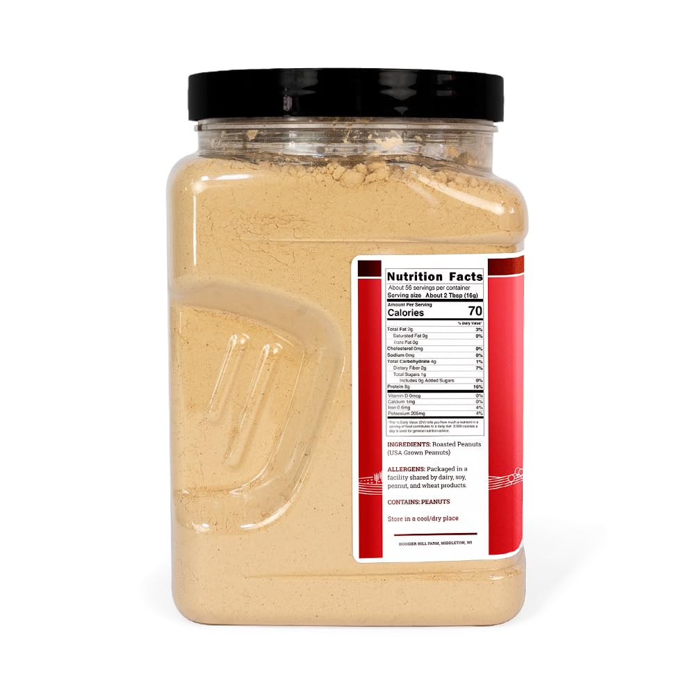 Hoosier Hill Farm Peanut Butter Powder, 2Lb (Pack Of 1) No Additives, 100% Peanut Powder, 8G Of Protein Per Serving