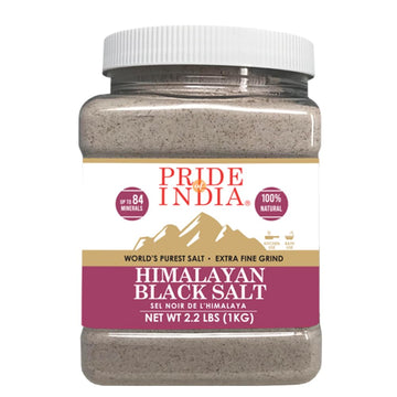 Pride Of India - Himalayan Rock Salt - 84+ Natural Mineral Enriched (Pure Himalayan Black Salt, Extra Fine Grind 2.5 Pound Jar)