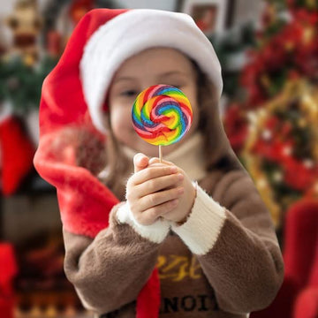 24 Large Rainbow Lollipops Individually Wrapped- Non Broken |12 Giant Swirl Lollipop 3'' And 12 Large Twisty Pops, Carnival Loll