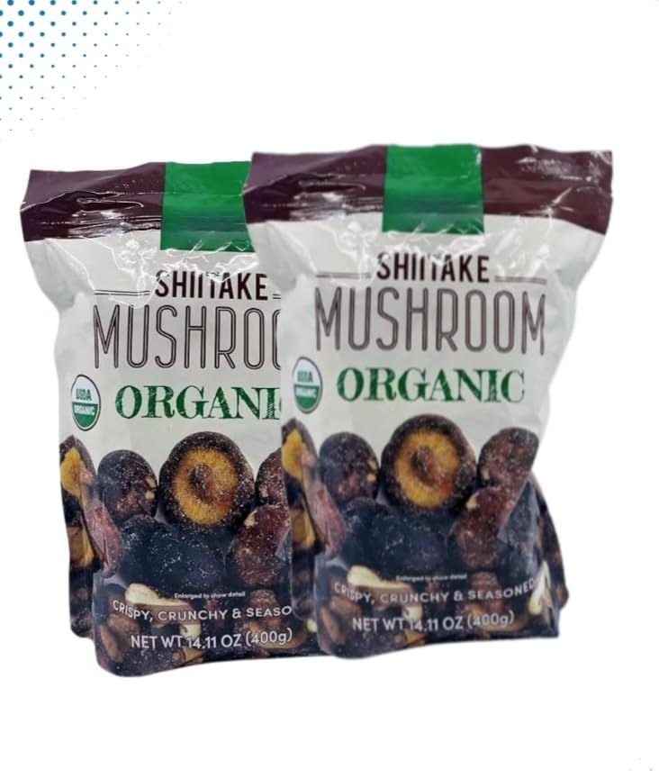 Shiitake Mushrooms - Non Gmo - Crispy Crunchy And Seasoned Snack - Comes In A Resealable Bag - 10.6 Oz Per Bag - Choose A 2 3 Or 4 Pack (2 Pack 21.2 Oz)
