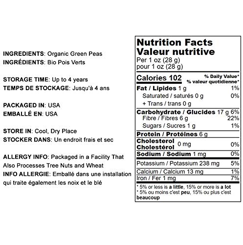 Food To Live Organic Green Peas, 25 Pounds Sproutable, Non-Gmo, Kosher, Dried