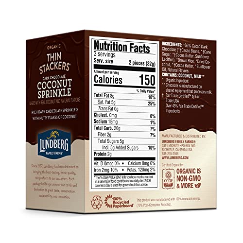 Lundberg Rice Cake Dark Chocolate Coconut 3.4 Ounce Pack of 1