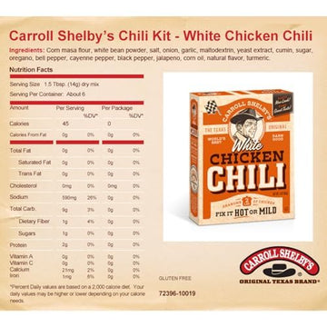 Carroll Shelby'S Original Texas Brand White Chicken Chili Kit 3Oz Box (Pack Of 8)