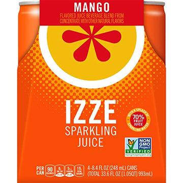 IZZE Sparkling Juice Beverage, Mango, 8.4oz Cans (4 Pack)