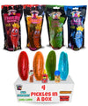 Chamoy Pickle Jumbo Dill Pickles In A Pouch Sampler Gift Box (Pack Of 4) W/Chamoy, Super Hot & Spicy Chili Lime, Blue Raspberry, Tigers Blood-Box For College Care Packages Tiktok Trend Items Snack
