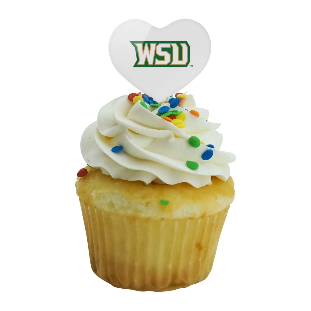 GRAPHICS & MORE Cupcake Toppers Set of 6, Acrylic, Wright State University, Model CUPCAKE.HEART.CLCWRS.Z007945