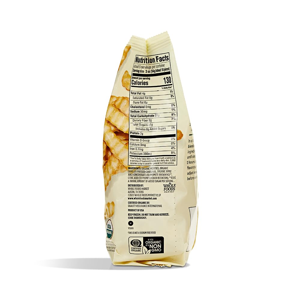 365 Everyday Value, Organic Crinkle Cut French Fries No Salt Added, 16 oz, (Frozen)