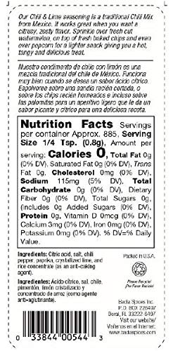 Badia Chile & Lime Seasoning, Spicy Blend of Chili Peppers & Lime, 25 oz, Pack of 4, Model B07H9JTPF7