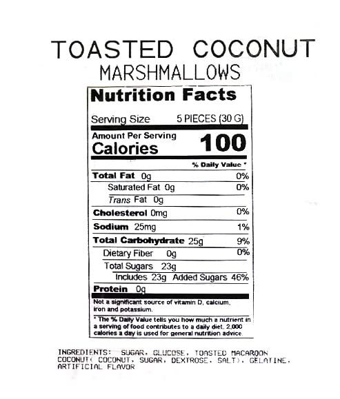 SweetGourmet Toasted Coconut Marshmallow Cubes | 8oz Bag