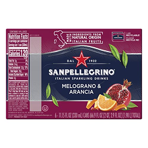 Sanpellegrino Italian Sparkling Drink Melograno And Arancia, Sparkling Orange And Pomegranate Beverage, 11.15 Fl Oz Can
