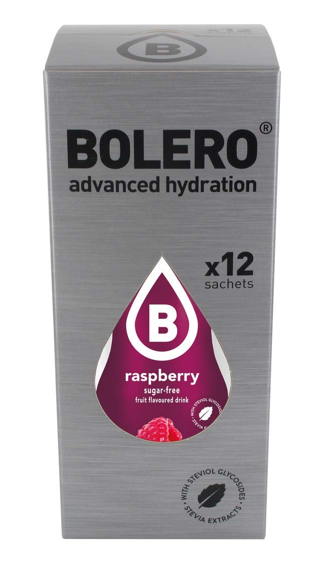 Bolero- Sugar Free Drink Mix Packets Raspberry Fruit Flavors | Powdered Flavored Water Packets | 12 Large Sachet On The Go Packe