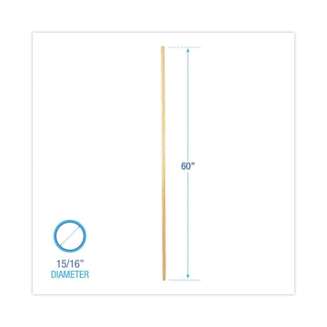 Threaded End Broom Handle, 15/16'' X 60'', Natural Wood