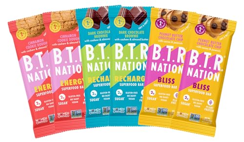 B.T.R. Nation Bar Superfood Keto Protein Bars, Plant Based Vegan Protein - | 6 pack (Sampler Pack) | Low Carb Food, Low Calorie,