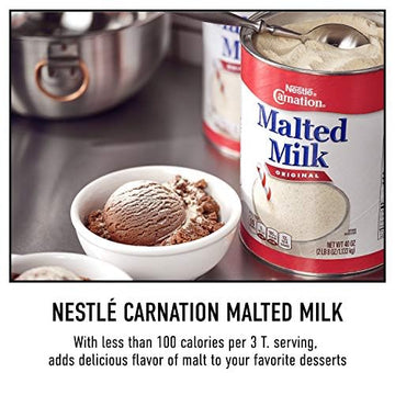 Coffee Mate Carnation Malted Milk, 40 oz Can - Dry Shelf Stable Malted Milk for Baking, Shakes, and Sundaes