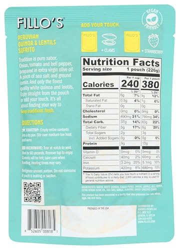 FILLOS Peruvian Quinoa & Lentils Sofrito, 8 OZ