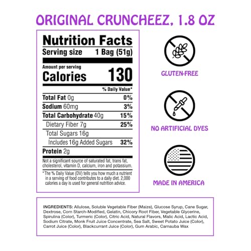 Rotten Original Gummy Cruncheez - Low Sugar, Low Calorie, 5G Gut-Friendly Prebiotic Fiber, Gluten Free Candy, No Artificial Dyes