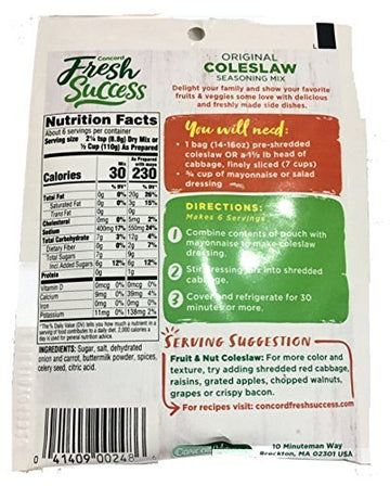 Concord Foods Coleslaw Mix, 1.87 Ounce (Pack Of 18)