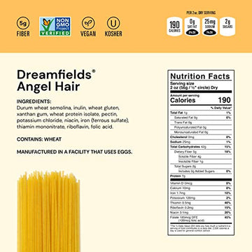 Dreamfields Healthy Pasta Angel Hair, 13.25 oz (Pack of 10)