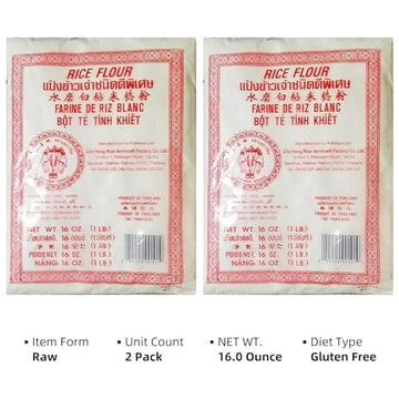 Erawan Thai Rice Flour 16 Oz (Basic), 2 Pack Great For Cooking & Baking, 1 Lb Traditional Water Milled Rice Flour Can Make A Var