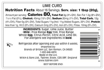 Tiptree Lime Curd, 11 Ounce Jar Yellow