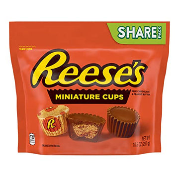 HERSHEYs Reeses Miniature Cups Milk Chocolate & Peanut Butter Share Pack, 297 Grams, Orange