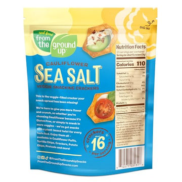 Real Food From The Ground Up Cauliflower Snacking Crackers - 6-Pack Snack Bags (Sea Salt)