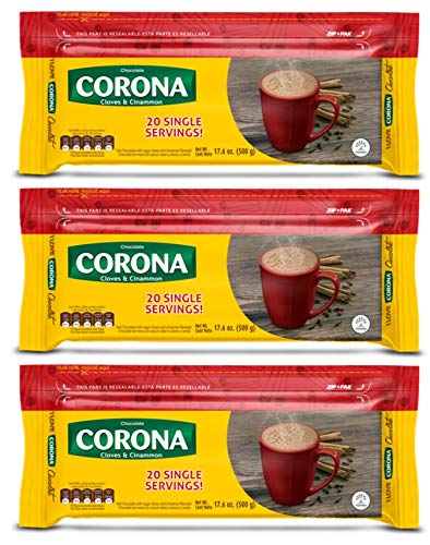 Corona Resealable Cinnamon & Cloves Chocolate Bars, Delicious On-The-Go Treat, Great For Breakfast, 17.6 Ounce (Pack Of 3)