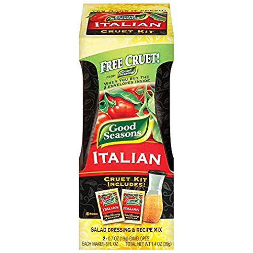 Good Seasons Italian Dressing Mix 2 Packages With Cruet 1.4 Oz. Net (Premium Pack)