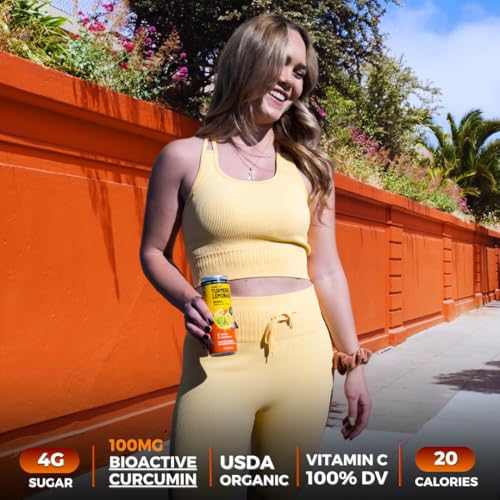 Golden Tiger Sparkling Turmeric Lemonade, Lemon Lime (12-Pack) Sparkling Wellness Drink Infused With Bioactive Curcumin & Organi