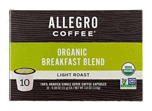 Allegro Coffee Breakfast Blend Pods, Organic, 10 Count, 3.8 Ounce