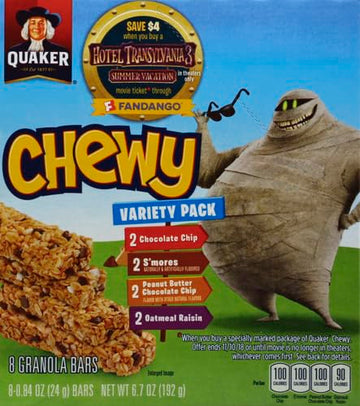 Quaker Chewy Granola Bars Variety Pack, 0.84 Oz, 8 Ct