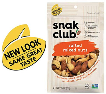 Snak Club Salted Mixed Nuts, 2.75 Ounce (Pack Of 6)