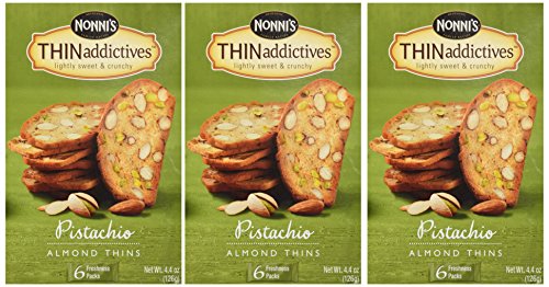 Nonnis Thin Addictives Pistachio Almond Thins 4.4 oz (3 Pack)
