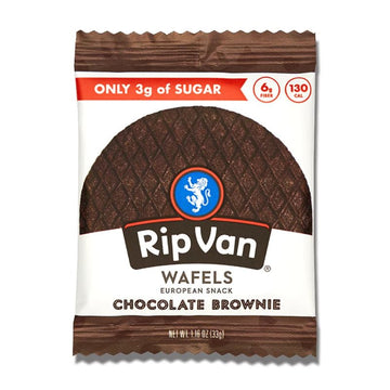 Rip Van Wafels Chocolate Brownie Stroopwafels - Healthy Snacks - Non GMO Snack - Keto Friendly - Office Snacks - Low Sugar (3g)