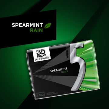 5 Gum Sugarfree Gum, Spearmint Rain, 35-stick pack (6 packs total) 35 Count