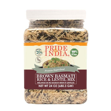 Pride Of India - Pack Of 6 - Indian Brown Basmati Rice & Lentil Kitchari Mix - Protein Superfood, 1.5 Pound Jar