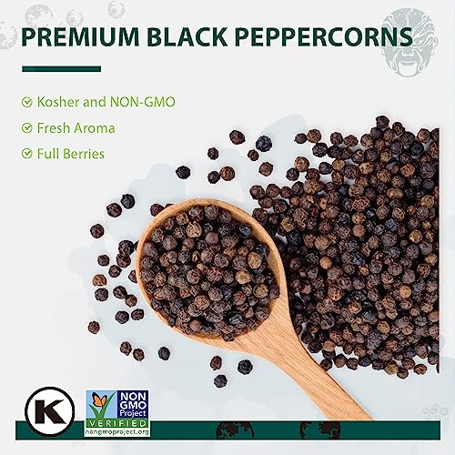 Soeos Black Peppercorns, 36oz (Pack of 2), Non-GMO, Kosher, Packed to Keep Peppers Fresh, Peppercorn for Grinder Refill, Whole P