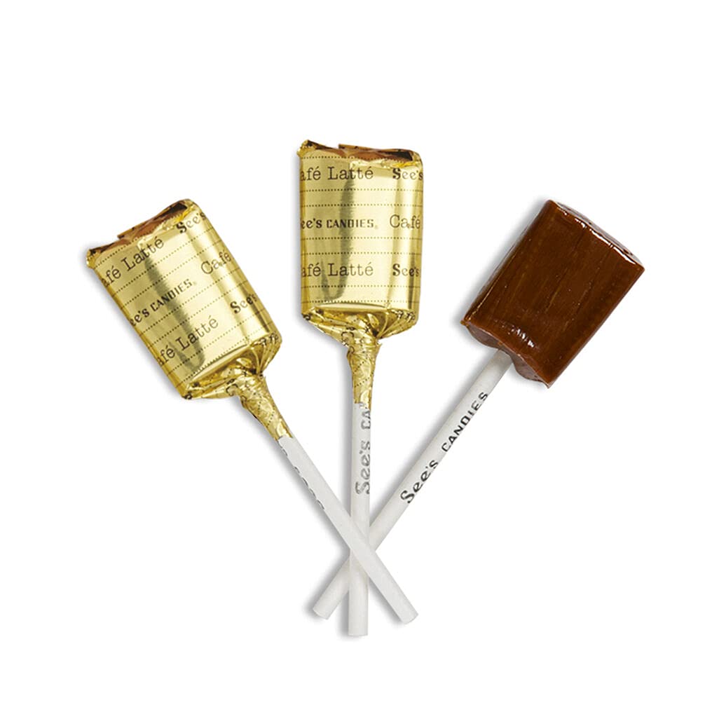 Sees Candies Cafe Latte Lollipops, 1 lb 5 oz, Cream Color, Pack of 1
