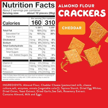 HighKey Low Carb Cheddar Crackers - Keto Cheese Crackers, 2.0oz 3-Pack, Gluten Free Crunchy Snack, Diet Friendly, Grain Free, He