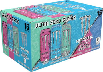Monster Energy Ultra Variety Pack, Blue Hawaiian, Ultra Vice Guava, Ultra Fantasy Ruby Red, Sugar Free Energy Drink, 16 Ounce (P