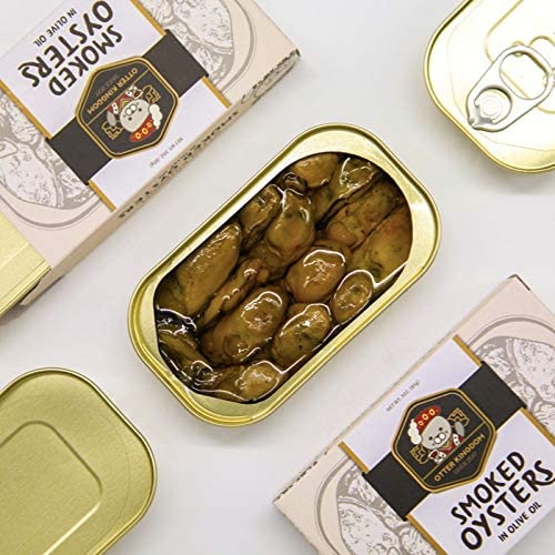 Otter Kingdom Premium Smoked Oysters in Olive Oil, 3-Ounce Cans, Pack of 4