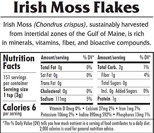 Irish Moss Flakes (Chondrus Crispus) - Organic Seaweed - 1 Lb