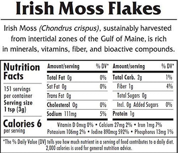 Irish Moss Flakes (Chondrus Crispus) - Organic Seaweed - 1 Lb