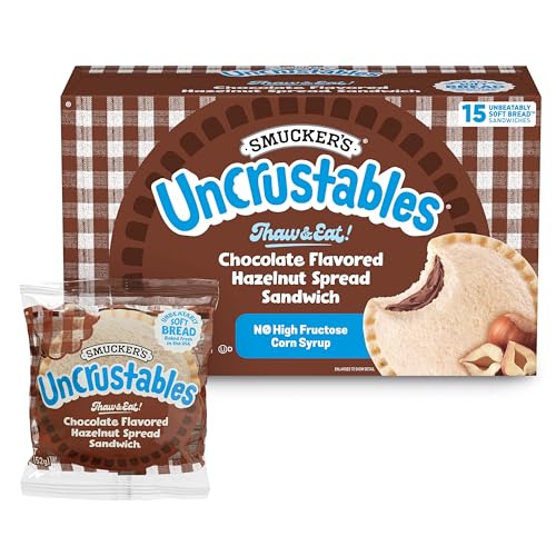 Smuckers Uncrustables Chocolate Flavored Hazelnut Spread Sandwiches, 15 Count, Thaw & Eat