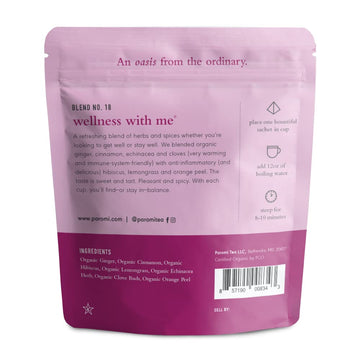 Paromi Wellness With Me Organic Herbal Tea, Resealable Pouch, 15 Count